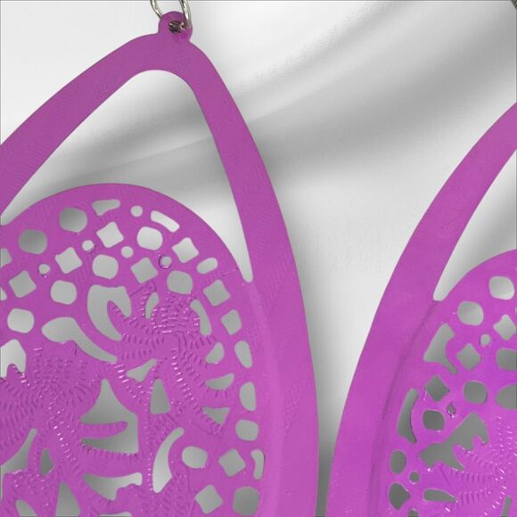 Vintage Purple Tone Open Work Drop Earrings Style Chic Fashion Elegant VTG NWOT - Picture 9 of 10